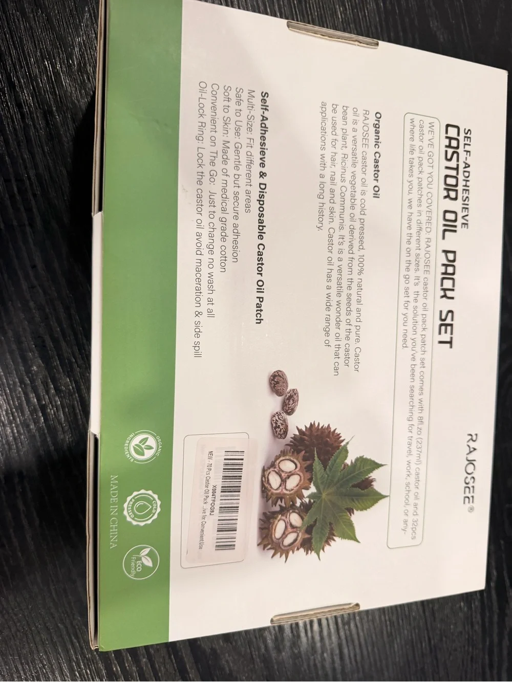 Rajosee Organic Castor Oil with Beige Reusable Pads